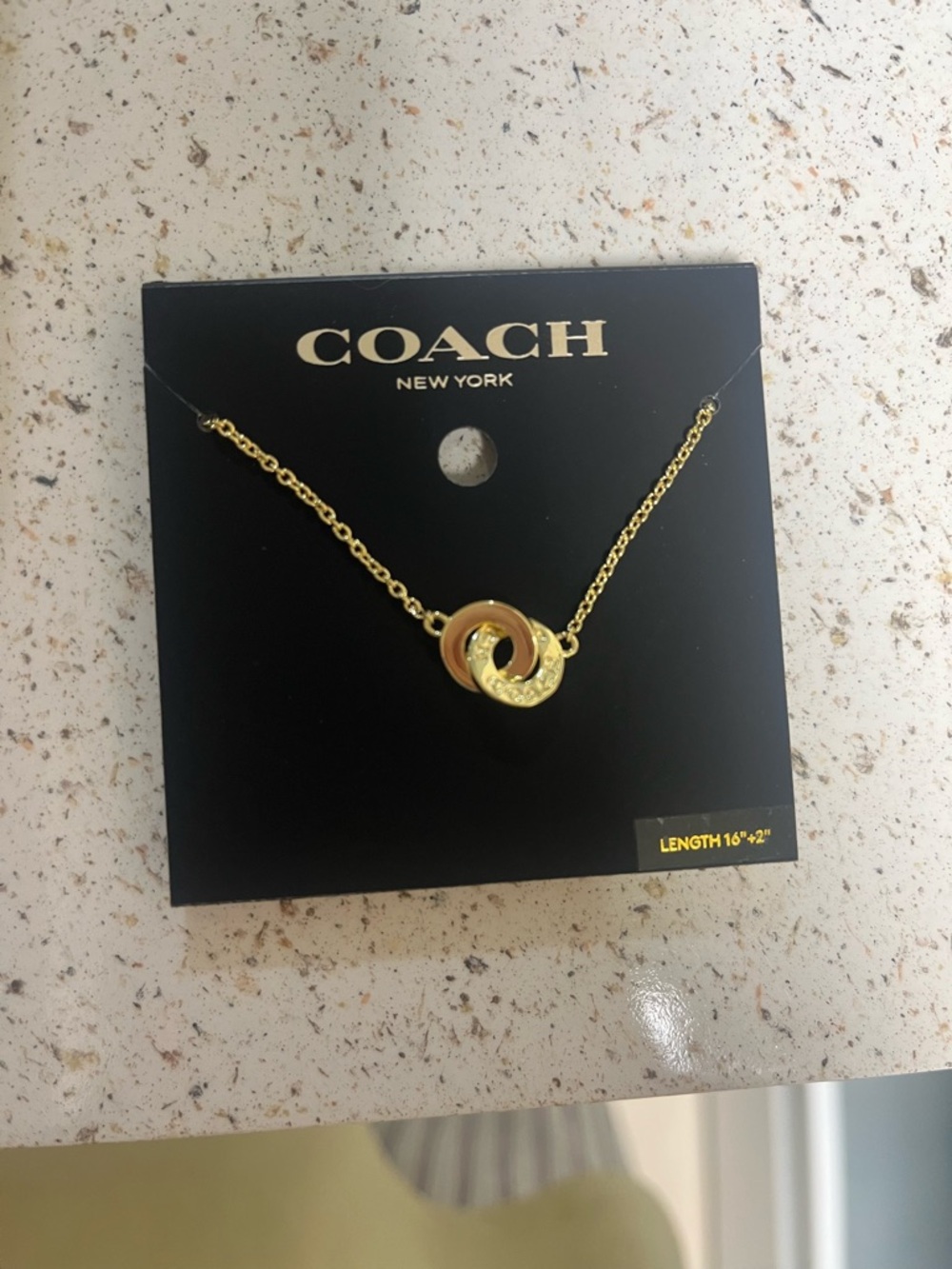 Coach Gold Two-Tone Interlocking Circle Necklace